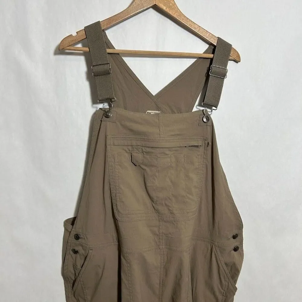 Duluth Trading Co Womens Heirloom Gardening Short Overalls 2X Khaki Tan Utility - Picture 4 of 8